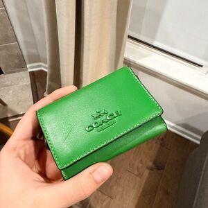 Coach Bright Green Leather Card Holder